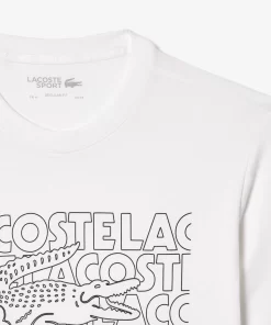 Lacoste Sportbekleidung>Ultra-Dry Sport-T-Shirt Mit Aufdruck Weis 001