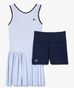 Lacoste Tennis>Ultra-Dry Stretch Tennis Dress And Shorts Hellblau / Navy Blau X1J