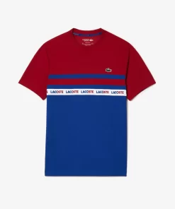 Lacoste Tennis>Ultra-Dry Tennis T-Shirt Aus Pique Mit Logostreifen Navy Blau / Burgunder Is4