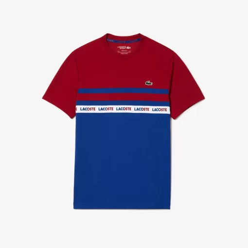 Lacoste Tennis>Ultra-Dry Tennis T-Shirt Aus Pique Mit Logostreifen Navy Blau / Burgunder Is4