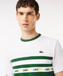 Lacoste Tennis>Ultra-Dry Tennis T-Shirt Aus Pique Mit Logostreifen Grun / Weis 291