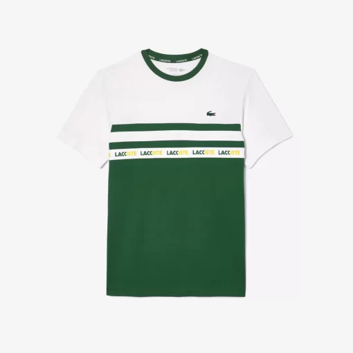 Lacoste Tennis>Ultra-Dry Tennis T-Shirt Aus Pique Mit Logostreifen Grun / Weis 291