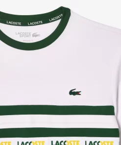 Lacoste Tennis>Ultra-Dry Tennis T-Shirt Aus Pique Mit Logostreifen Grun / Weis 291