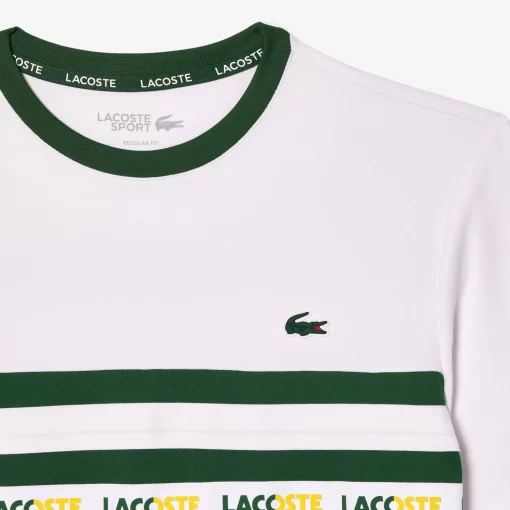 Lacoste Tennis>Ultra-Dry Tennis T-Shirt Aus Pique Mit Logostreifen Grun / Weis 291