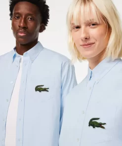 Lacoste Hemden & Tops>Unisex Baumwoll-Hemd Mit Grosem Krokodil Blau Gn2