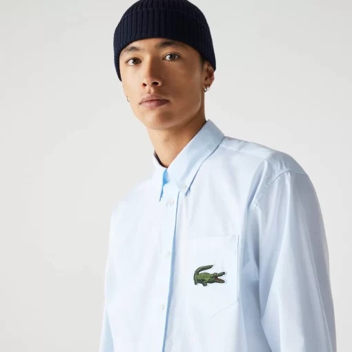 Lacoste Hemden & Tops>Unisex Baumwoll-Hemd Mit Grosem Krokodil Blau Gn2