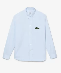 Lacoste Hemden & Tops>Unisex Baumwoll-Hemd Mit Grosem Krokodil Blau Gn2