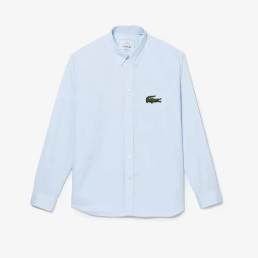 Lacoste Hemden & Tops>Unisex Baumwoll-Hemd Mit Grosem Krokodil Blau Gn2