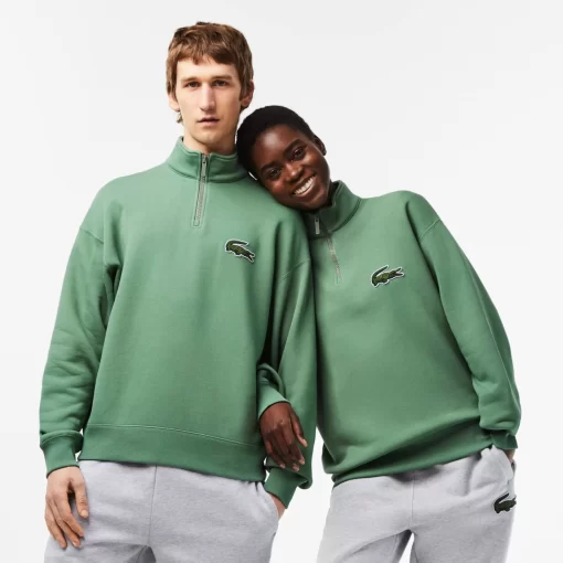 Lacoste Sweatshirts>Unisex Jogger-Sweatshirt Aus Bio-Baumwolle Mit Hohem Kragen Khaki Grun Kx5