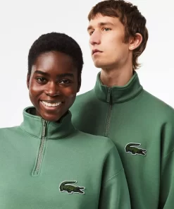 Lacoste Sweatshirts>Unisex Jogger-Sweatshirt Aus Bio-Baumwolle Mit Hohem Kragen Khaki Grun Kx5