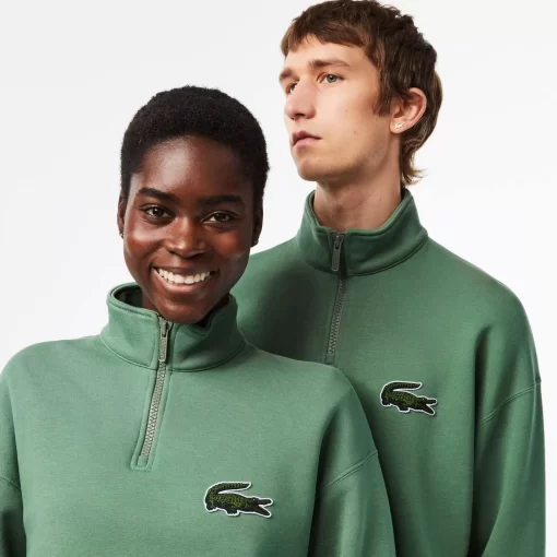 Lacoste Sweatshirts>Unisex Jogger-Sweatshirt Aus Bio-Baumwolle Mit Hohem Kragen Khaki Grun Kx5