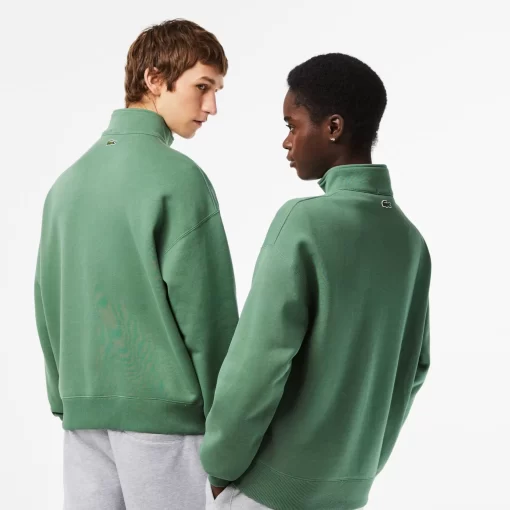 Lacoste Sweatshirts>Unisex Jogger-Sweatshirt Aus Bio-Baumwolle Mit Hohem Kragen Khaki Grun Kx5