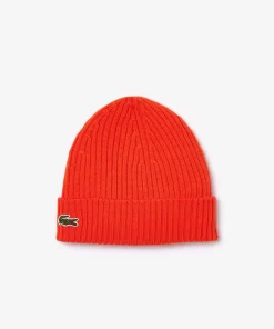 Lacoste Mutzen>Unisex Beanie Aus Gerippter Wolle Orange Sji