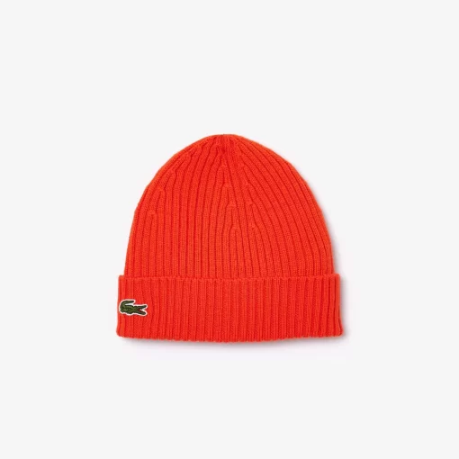 Lacoste Mutzen>Unisex Beanie Aus Gerippter Wolle Orange Sji