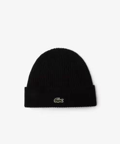 Lacoste Mutzen>Unisex Beanie Aus Gerippter Wolle Schwarz 031