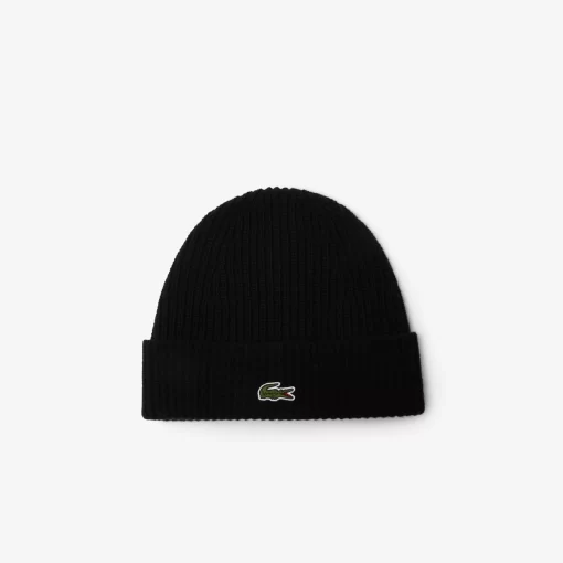 Lacoste Mutzen>Unisex Beanie Aus Gerippter Wolle Schwarz 031