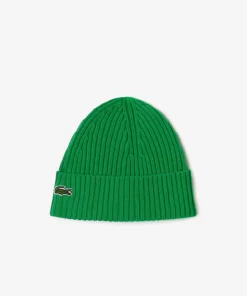 Lacoste Mutzen>Unisex Beanie Aus Gerippter Wolle Grun Siw