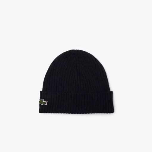 Lacoste Mutzen>Unisex Beanie Aus Gerippter Wolle Navy Blau 166