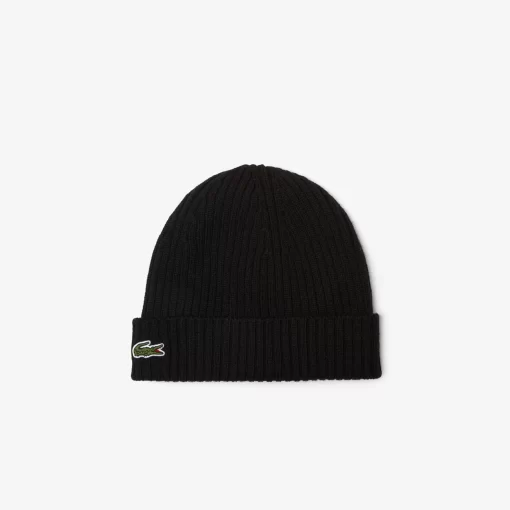 Lacoste Mutzen>Unisex Beanie Aus Gerippter Wolle Schwarz 031