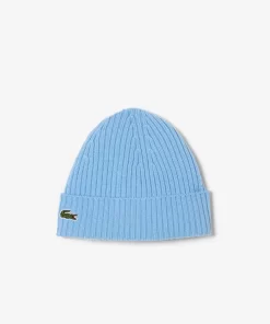 Lacoste Mutzen>Unisex Beanie Aus Gerippter Wolle Pastellblau Hbp