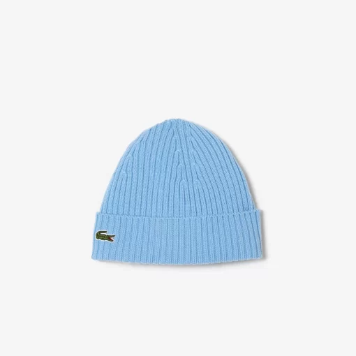 Lacoste Mutzen>Unisex Beanie Aus Gerippter Wolle Pastellblau Hbp