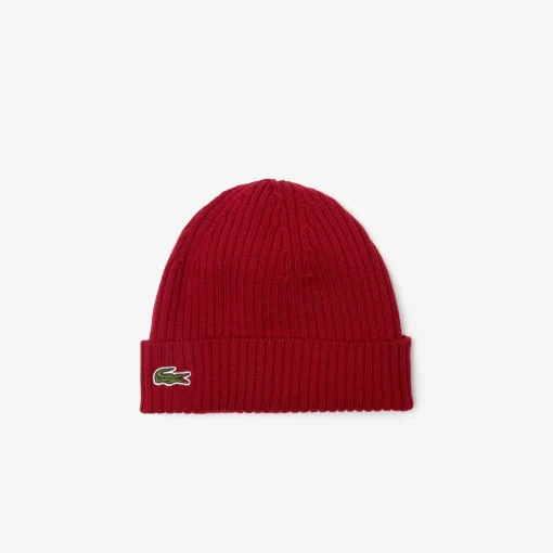 Lacoste Mutzen>Unisex Beanie Aus Gerippter Wolle Burgunder 476