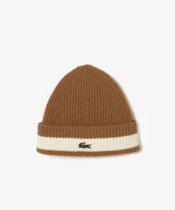 Lacoste Mutzen>Unisex Beanie Aus Gerippter Wolle Braun / Weis Qgi