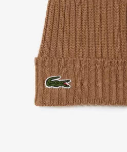 Lacoste Mutzen>Unisex Beanie Aus Gerippter Wolle Braun Six