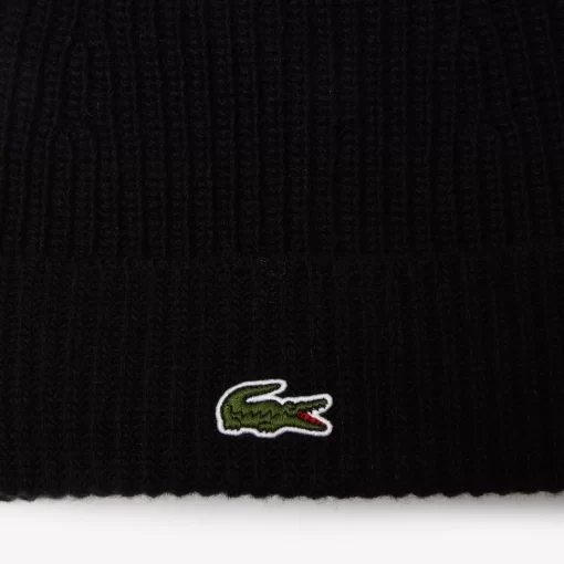 Lacoste Mutzen>Unisex Beanie Aus Gerippter Wolle Schwarz 031