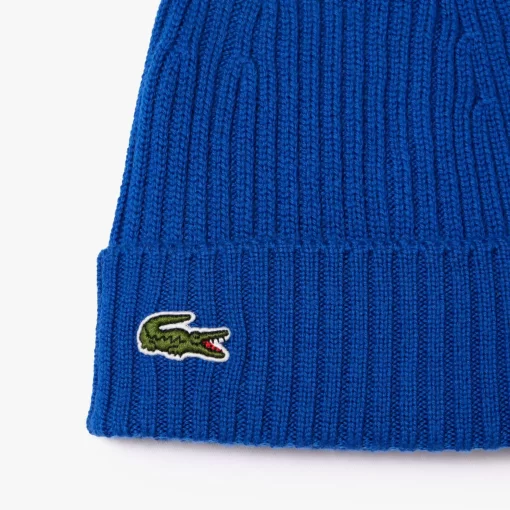 Lacoste Mutzen>Unisex Beanie Aus Gerippter Wolle Kobaltblau Jq0