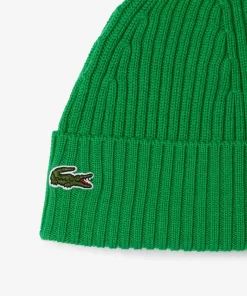 Lacoste Mutzen>Unisex Beanie Aus Gerippter Wolle Grun Siw