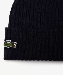 Lacoste Mutzen>Unisex Beanie Aus Gerippter Wolle Navy Blau 166