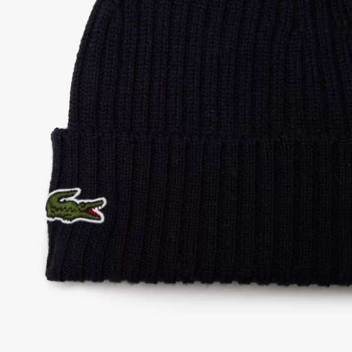 Lacoste Mutzen>Unisex Beanie Aus Gerippter Wolle Navy Blau 166