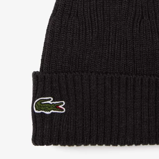 Lacoste Mutzen>Unisex Beanie Aus Gerippter Wolle Grau El6