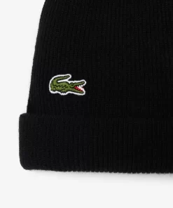 Lacoste Caps & Hüte>Unisex Beanie Aus Gerippter Wolle Schwarz 031