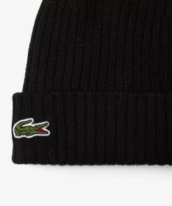 Lacoste Mutzen>Unisex Beanie Aus Gerippter Wolle Schwarz 031