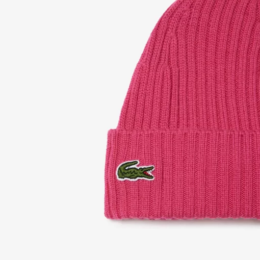 Lacoste Mutzen>Unisex Beanie Aus Gerippter Wolle Fuschia Rosa Sqi