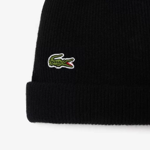 Lacoste Caps & Hüte>Unisex Beanie Aus Gerippter Wolle Schwarz 031