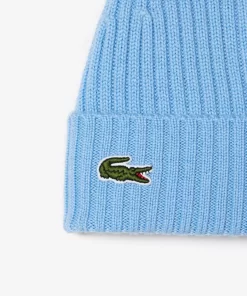 Lacoste Mutzen>Unisex Beanie Aus Gerippter Wolle Pastellblau Hbp