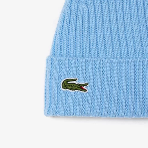 Lacoste Mutzen>Unisex Beanie Aus Gerippter Wolle Pastellblau Hbp