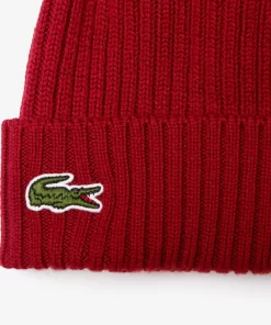 Lacoste Mutzen>Unisex Beanie Aus Gerippter Wolle Burgunder 476