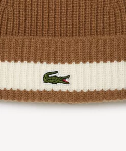 Lacoste Mutzen>Unisex Beanie Aus Gerippter Wolle Braun / Weis Qgi