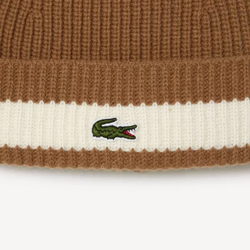 Lacoste Mutzen>Unisex Beanie Aus Gerippter Wolle Braun / Weis Qgi