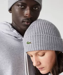 Lacoste Mutzen>Unisex Beanie Aus Gerippter Wolle Heidekraut Grau Yrd