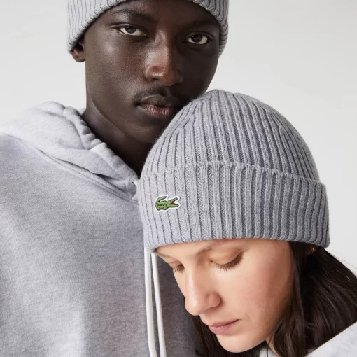 Lacoste Mutzen>Unisex Beanie Aus Gerippter Wolle Heidekraut Grau Yrd