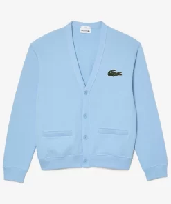 Lacoste Pullover>Unisex Cardigan Aus Bio-Baumwoll-Fleece Mit V-Ausschnitt Pastellblau Hbp