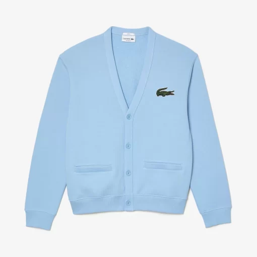 Lacoste Pullover>Unisex Cardigan Aus Bio-Baumwoll-Fleece Mit V-Ausschnitt Pastellblau Hbp