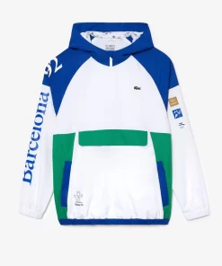 Lacoste Sportbekleidung>Unisex Sport Windjacke Zum Uberziehen Mit Olympia-Logo Blau / Weis / Grun Ti6