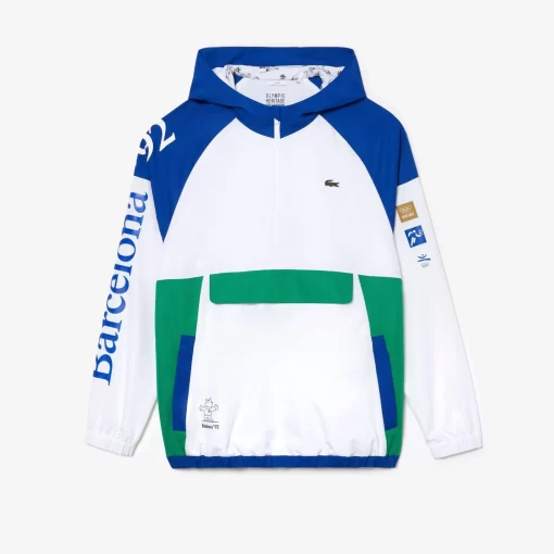 Lacoste Sportbekleidung>Unisex Sport Windjacke Zum Uberziehen Mit Olympia-Logo Blau / Weis / Grun Ti6