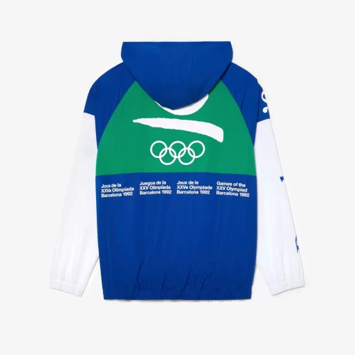 Lacoste Sportbekleidung>Unisex Sport Windjacke Zum Uberziehen Mit Olympia-Logo Blau / Weis / Grun Ti6